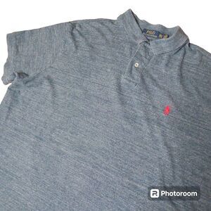 Polo Ralph Lauren Men's 2XL Heathered Blue Cotton Short Sleeve‎ Polo Shirt